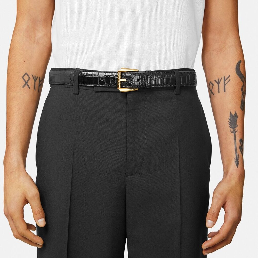 COPY - VERSACE CROC-EFFECT LEATHER BELT 3 CM